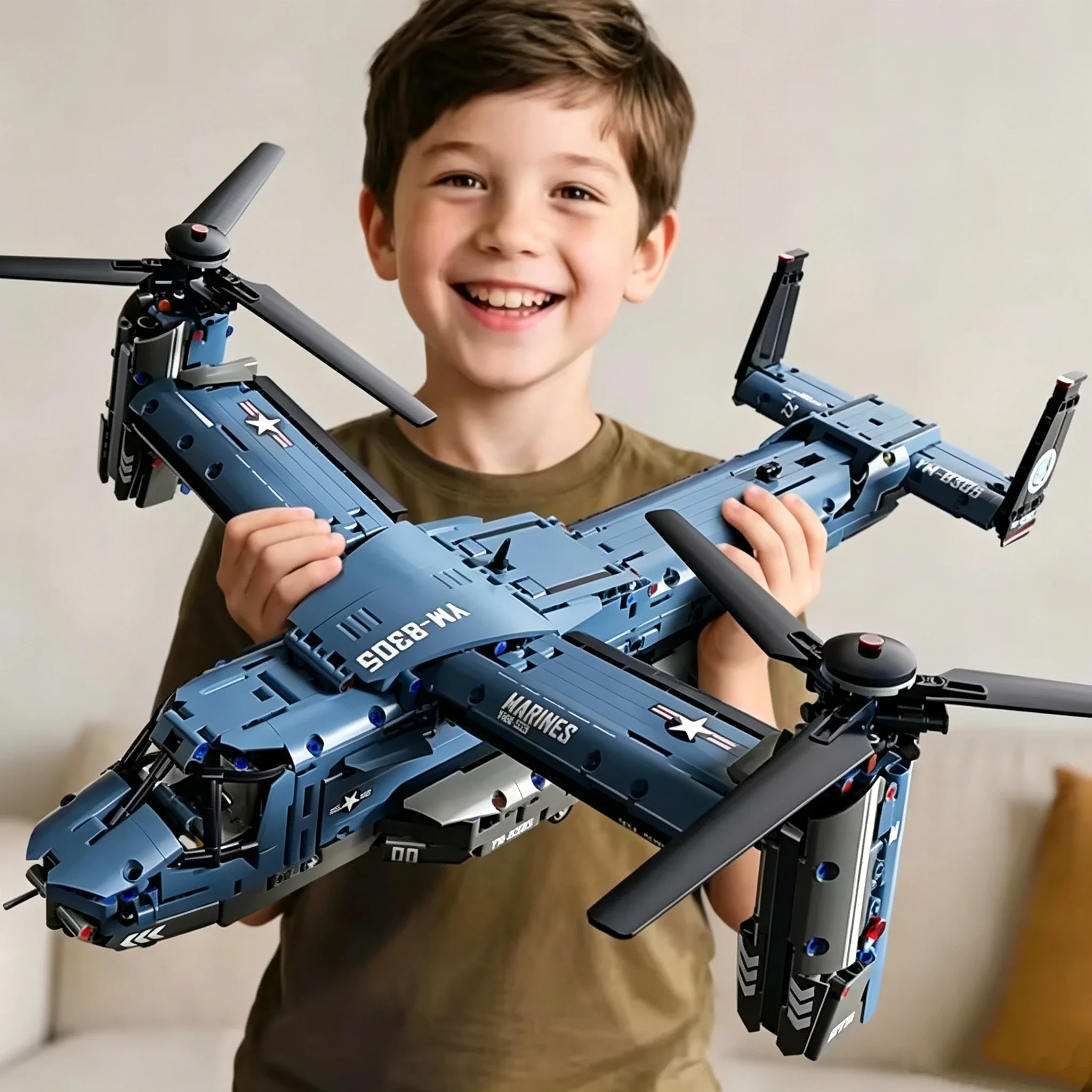 Jjrc Drone X12 - 軍用V-22オスプレイ・ティルトローター組み立てブロックセット 大型高シミュレーションプーリー航空機モデル プロペラDIY組み立てブロック