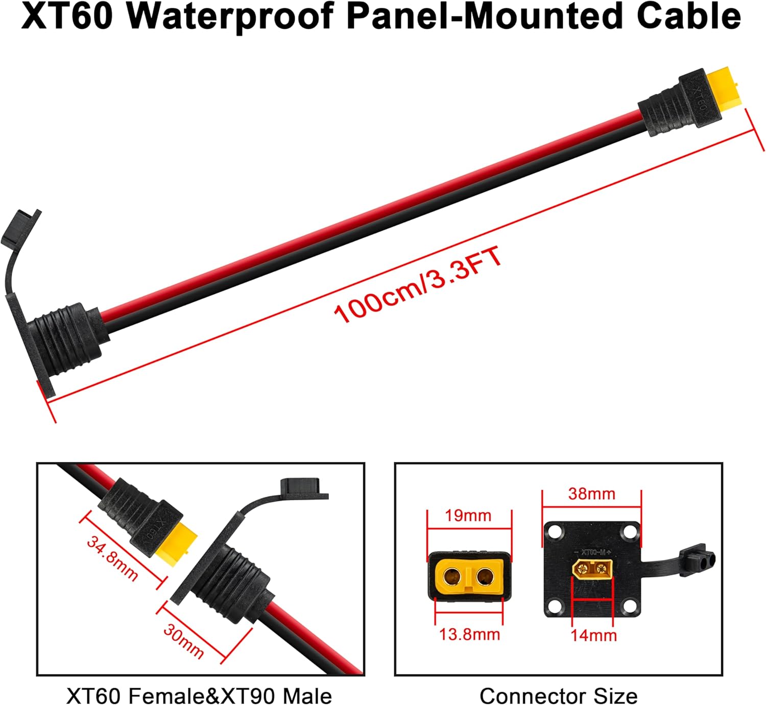 JMUYTOP 3FT 12AWG XT60 パネルマウント - Fpv Drone Charger のレビューと価格